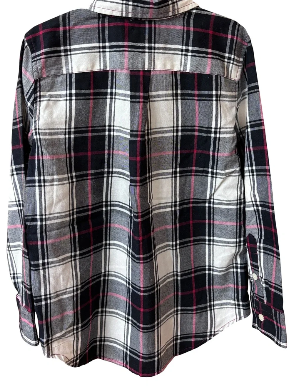 CHAPS Boys Size 7 Plaid Button Down Shirt Black Gray Red Preppy